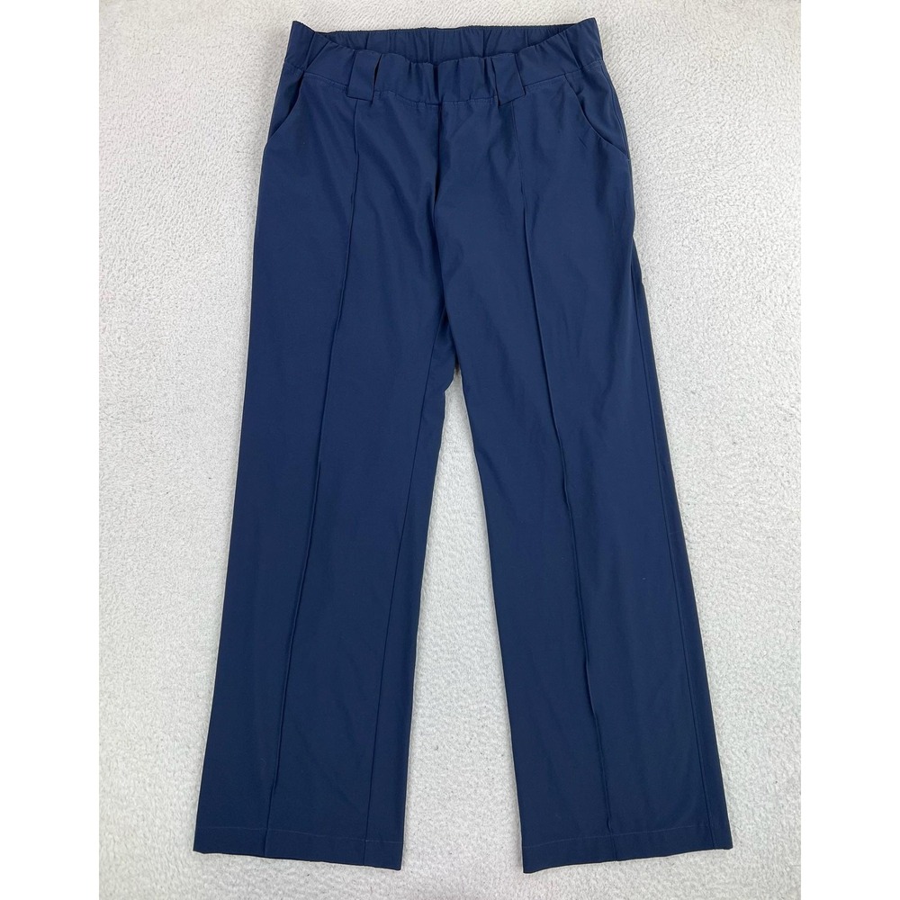 Athleta Pants Womens 14 Blue Destination Wide Leg Pull On Stretch Woven Khakis